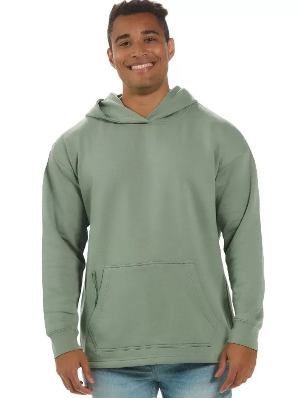 Men's Relaxed Sage Green Pullover Hoodie
